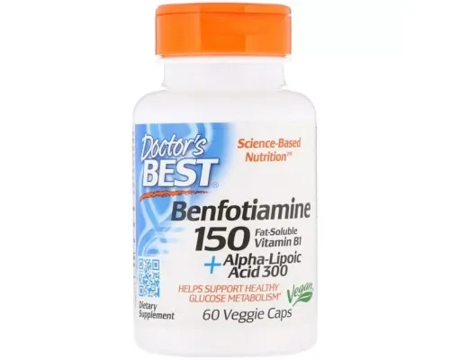 Антиоксидант Doctor's Best Бенфотиамин 150 + альфа-липоевая кислота 300, Benfotiamine 150 + Alph (DRB-00251)