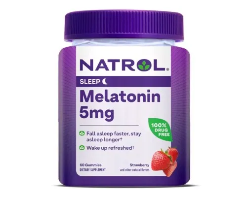 Аминокислота Natrol Мелатонин, 5 мг, вкус клубники, Melatonin, 60 жевательных таб (NTL07585)