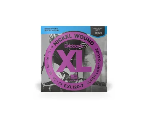 Струни для гітари D'Addario XL Nickel Wound Super Light 7-String (09-54) (EXL120-7)