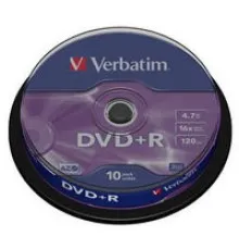 Диск DVD Verbatim 4.7Gb 16X CakeBox 10шт Silver (43498)
