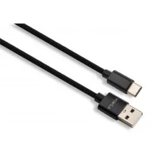 Дата кабель USB 2.0 AM to Type-C 1m nylon black Vinga (VCPDCTCNB1BK)