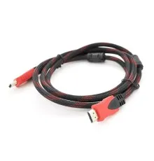 Кабель мультимедийный HDMI to HDMI 1.8m v1.4, OD-7.4mm Black/RED Merlion (YT-HDMI(M)/(M)NY/RD-1.8m)