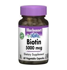 Витамин Bluebonnet Nutrition Биотин (B7) 5000мкг, 60 гелевых капсул (BLB0447)