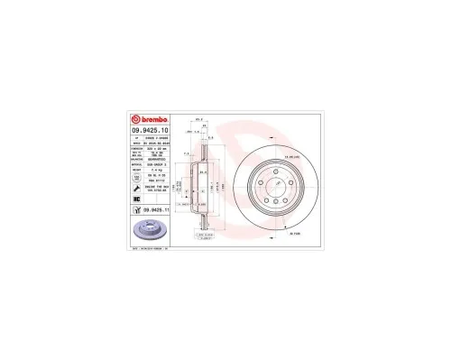 Гальмівний диск Brembo 09.9425.11