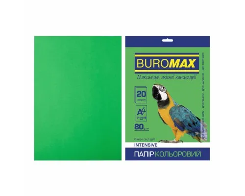 Бумага Buromax А4, 80g, INTENSIVE green, 20sh (BM.2721320-04)