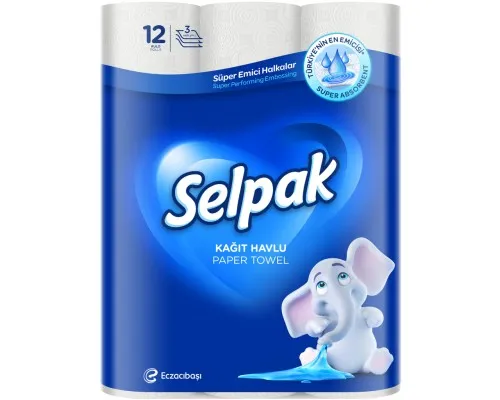Паперові рушники Selpak 3 шари 80 відривів 12 рулонів (8690530125001)