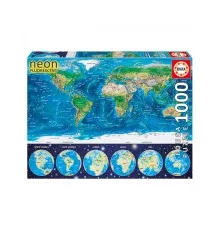 Пазл Educa неон - Карта мира 1000 элементов (6425233)