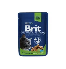 Вологий корм для кішок Brit Premium Cat Pouches Chicken Slices for Sterilised 100 г (8595602506033)