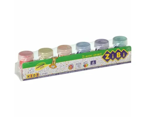 Гуашеві фарби ZiBi KIDS Line GLITTER 6 кольорів по 20 мл (ZB.6691)