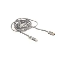 Дата кабель USB 2.0 AM to Lightning + Micro 5P 2.0m 2A cotton grey PowerPlant (CA910496)