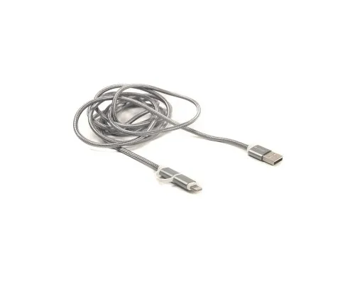 Дата кабель USB 2.0 AM to Lightning + Micro 5P 2.0m 2A cotton grey PowerPlant (CA910496)