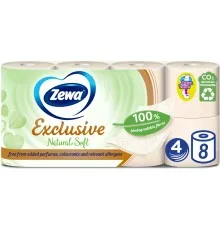 Туалетний папір Zewa Exclusive Natural Soft 4 шари 8 рулонів (7322541361246)
