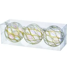 Ялинкова іграшка Jumi набір прозорих кульок 3 шт, пластик, 8см, золота сітка (5900410394919)