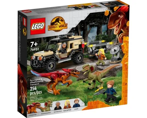 Конструктор LEGO Jurassic World Перевезення пірораптора та дилофозавра 254 деталі (76951)