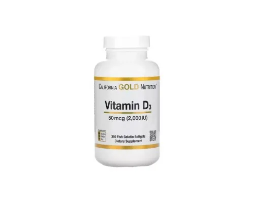 Витамин California Gold Nutrition Витамин D3, 50 мкг, Vitamin D3, 360 желатиновых капсул (CGN-01180)