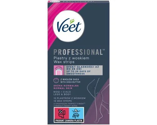 Воскові смужки Veet Professional для нормальної шкіри з Олією ши 12 шт. (4053700292455)