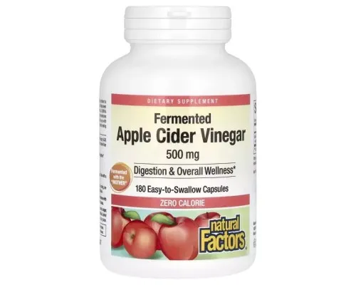 Травы Natural Factors Яблочный уксус Ферментированный, 500 мг, Fermented Apple Cider Vinega (NFS-02056)