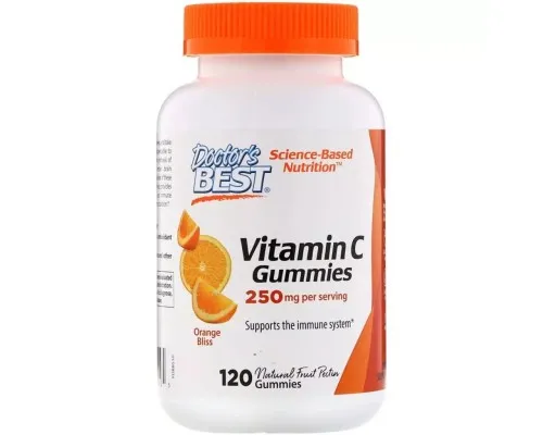 Витамин Doctor's Best Витамин С с Апельсиновым Вкусом, Vitamin C Gummies, 250 мг, 120 жел (DRB-00510)