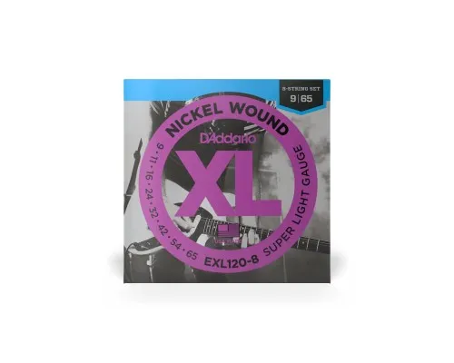 Струни для гітари D'Addario XL Nickel Wound 8-String Super Light (09-65) (EXL120-8)