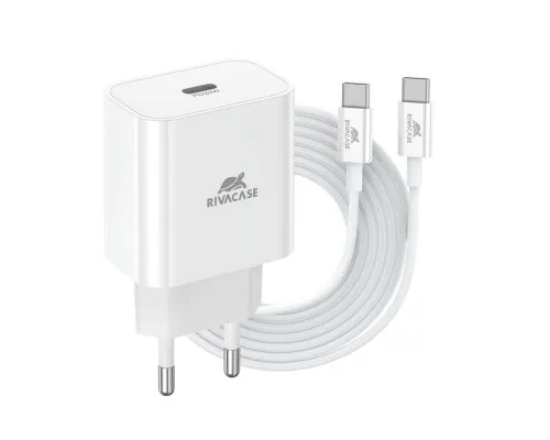 Зарядний пристрій RivaCase 1xUSB Type-C PD 20 Вт кабель Type-C white (PS4101 WD4 (White))