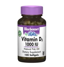 Витамин Bluebonnet Nutrition Витамин D3 1000IU, 100 желатиновых капсул (BLB-00308)