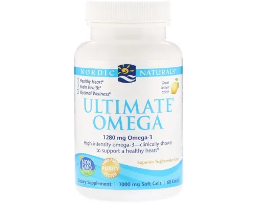 Жирные кислоты Nordic Naturals Рыбий Жир, Вкус Лимона, Ultimate Omega, Lemon, 1,280 мг, 60 (NOR-01790)