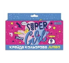 Мел 1 вересня цветной 9 шт, JUMBO "Cool girl" (400409)