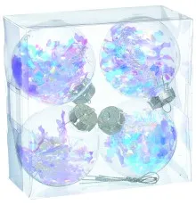 Ялинкова іграшка Jumi набір прозорих кульок 4 шт, пластик, 8см, кольорова мішура (5900410386792)