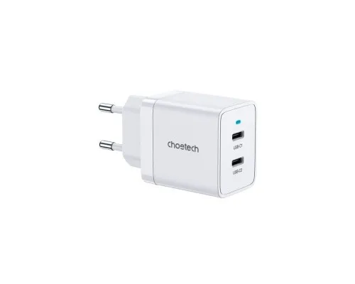 Зарядний пристрій Choetech 2xUSB-C 40W PD/QC/PPS (Q5006-EU-WH)