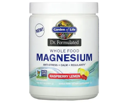 Мінерали Garden of Life Магній Цільнохарчовий, смак малини та лимона, Whole Food Magnesium (GOL-12279)