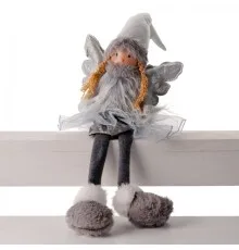 Новорічна фігурка Novogod`ko Янгол срібло, 48 см, LED крила, сидить (974829)