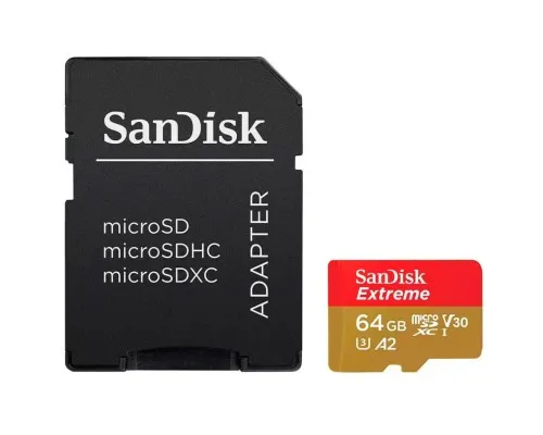 Карта памяти SanDisk 64GB microSD class 10 V30 Extreme PLUS (SDSQXBU-064G-GN6MA)