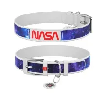 Нашийник для тварин WAUDOG Design з QR-паспортом "NASA21" Ш 25 мм Д 38-49 см білий (3605-0148-15)