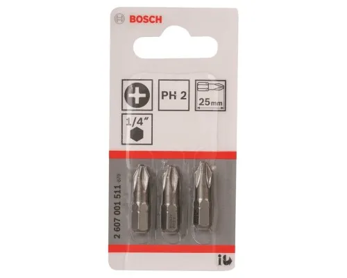 Набор бит Bosch Extra-Hart PH2, 25мм, 3шт (2.607.001.511)