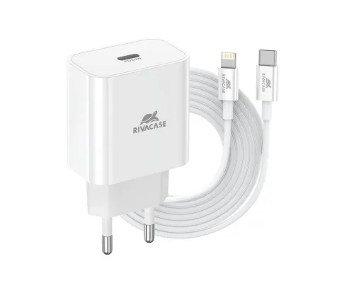 Зарядний пристрій RivaCase 1xUSB Type-C PD 20 Вт кабель Type-C-Lighting white (PS4101 WD5 (White))