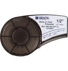 Лента для принтера этикеток Brady полиэстр, 12.7mm/6.4m. Белый на Прозрачном (M21-500-430-WT-CL)