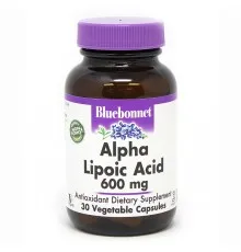 Антиоксидант Bluebonnet Nutrition Альфа-Липоевая Кислота 600 мг, 30 растительных капсул (BLB0855)