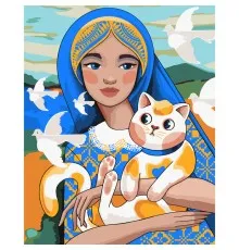 Картина по номерам Santi Украинка с котиком 40*50 см (954504)