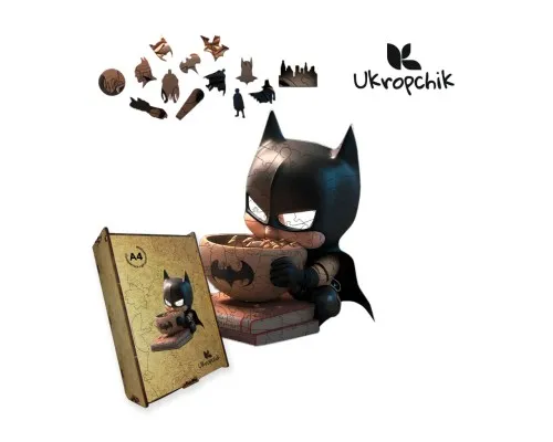 Пазл Ukropchik деревянный супергерой Бэтмен size - L в коробке с набором-рамкой (Batman Superhero A3)