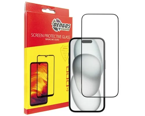 Скло захисне Dengos Full Glue iPhone 15 (black) (TGFG-318)