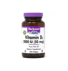 Вітамін Bluebonnet Nutrition Вітамін D3 2000IU, 250 желатинових капсул (BLB0319)