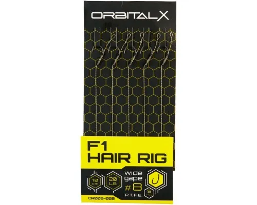 Повідець OrbitalX F1 Hair Rig Wide Gape 8 20lb 10cm (5шт/уп) weed (694.00.06)