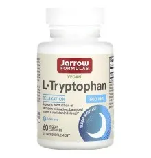 Амінокислота Jarrow Formulas L-триптофан, 500 мг, L-Tryptophan, 60 вегетаріанських капсул (JRW-15056)