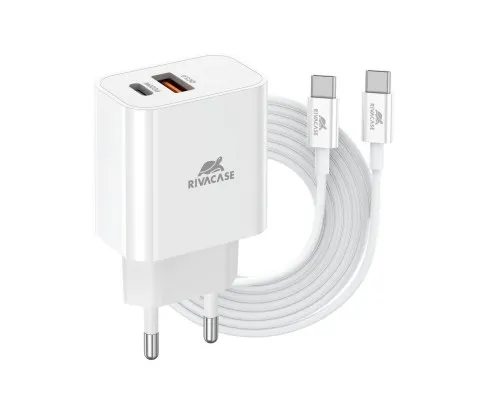 Зарядное устройство RivaCase 2хUSB-А + Type-C PD 20W+QC3.0 кабель Type-C white (PS4102 WD4 (White))