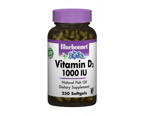 Вітамін Bluebonnet Nutrition Вітамін D3 1000IU, 250 желатинових капсул (BLB0309)