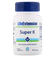 Витамин Life Extension Витамин К в двух формах ( К2 + К1), Super K, 90 капсул (LEX-23343)