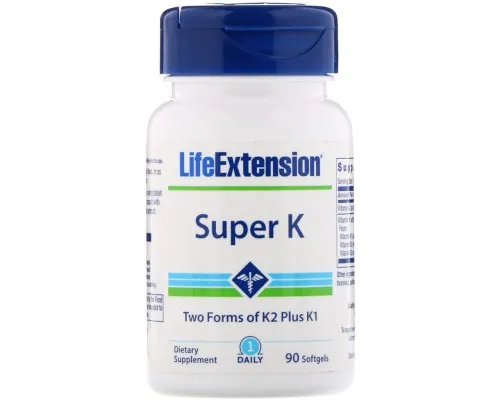 Вітамін Life Extension Вітамін До в двох формах (К2 + К1), Super K, 90 капсул (LEX-23343)