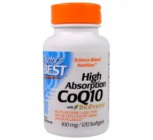 Антиоксидант Doctor's Best Коэнзим Q10 Высокой Абсорбации 100мг, BioPerine, 120 желати (DRB-00183)