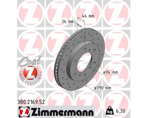 Тормозной диск ZIMMERMANN 380.2169.52