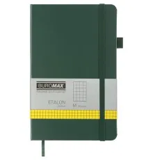 Книга записна Buromax Etalon 125x195 мм 96 аркушів в клітинку обкладинка зі штучної шкіри Зелена (BM.291160-04)